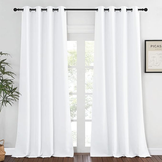 NICETOWN 50% Blackout White Living Room Curtain 108 inches Long by NICETOWN