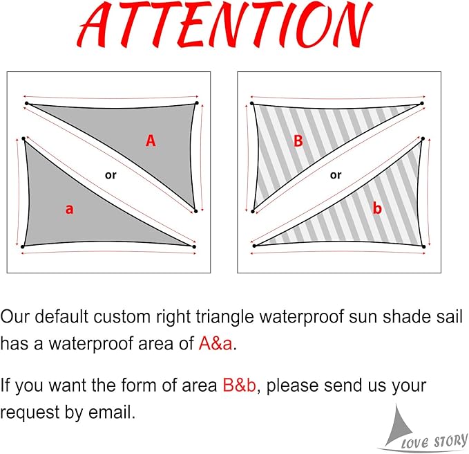 LOVE STORY Right Triangle 12'x24'x26.8' Waterproof Sun Shade Sail Canopy UV Block for Outdoor Patio Backyard Carport,Sand(We Make Custom Size)