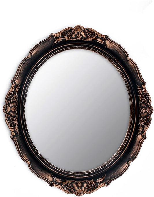 YCHMIR Vintage Decorative Wall Mirror 14.8 x 13.1 Inch Oval Mirror（ Brown） by YCHMIR