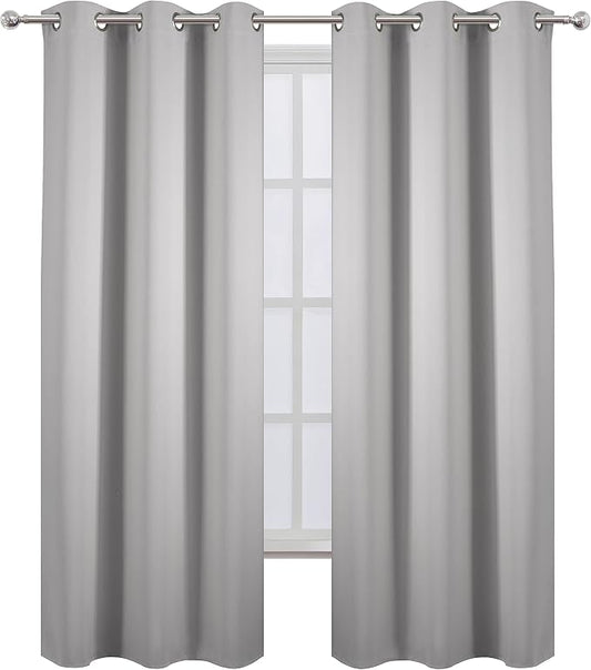 LEMOMO Light Grey Blackout Curtains 34 x 84 Inch Length/Set of 2 Curtain by Lemomo