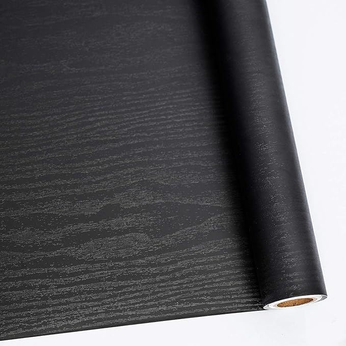 Abyssaly Black Wood Peel and Stick Paper 17.71 in X 1004 in Decorative by Abyssaly