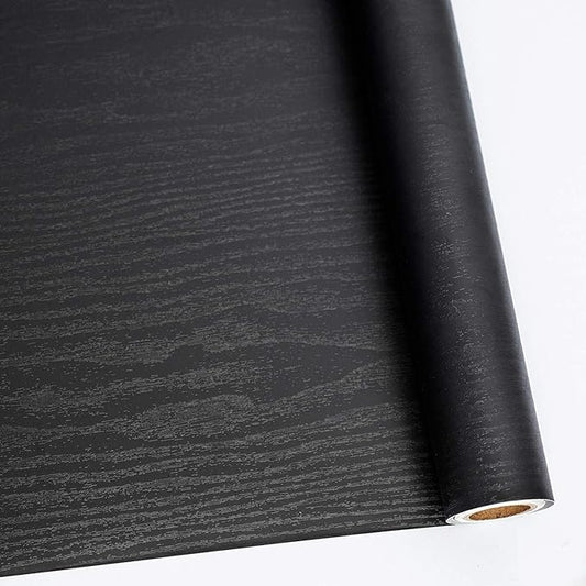 Abyssaly Black Wood Peel and Stick Wallpaper 11.78 in X 590 in Decorative by Abyssaly