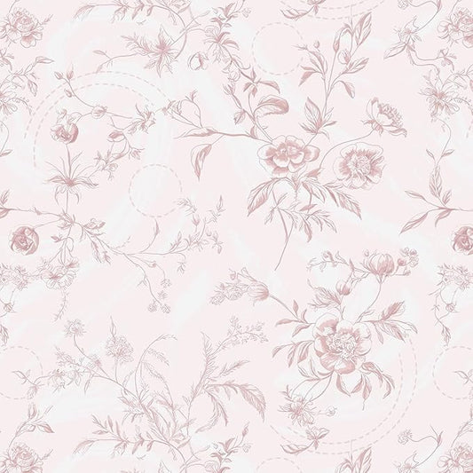 Ismoon Floral Peel and Stick Wallpaper Pink Stick on Wall Paper Vintage French by Ismoon