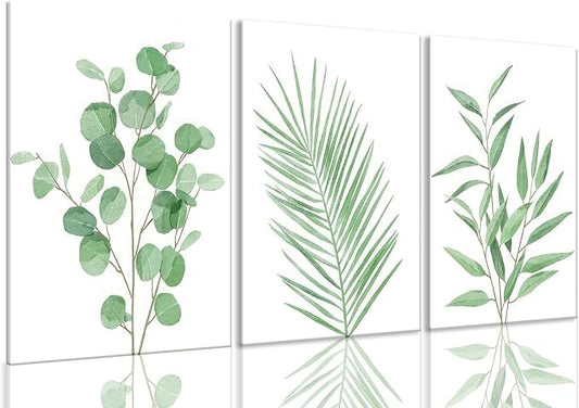 Bwodke Botanical Wall Art Plant Floral Watercolor Poster Canvas Prints Set of 3 by Bwodke