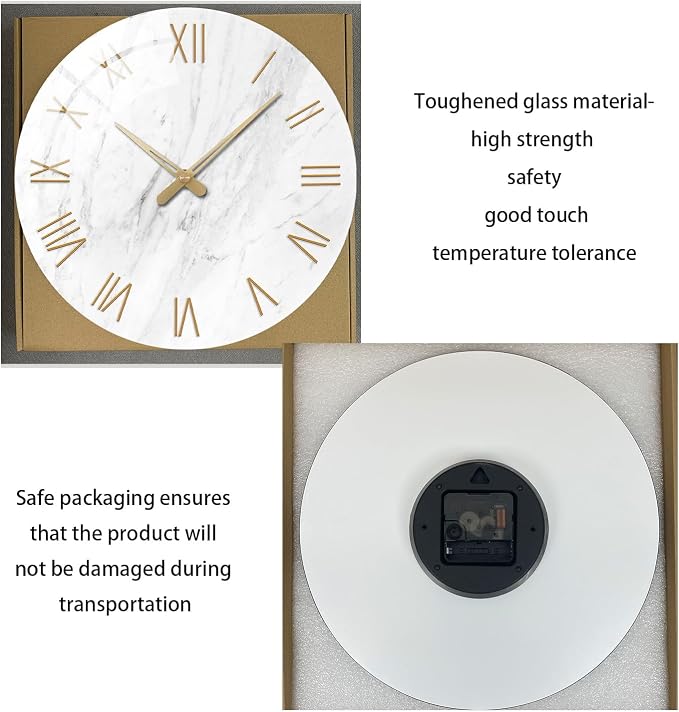 24 Inch White Minimalist Glass Wall Clocks Battery Operated Extra Large Wall - Image 7