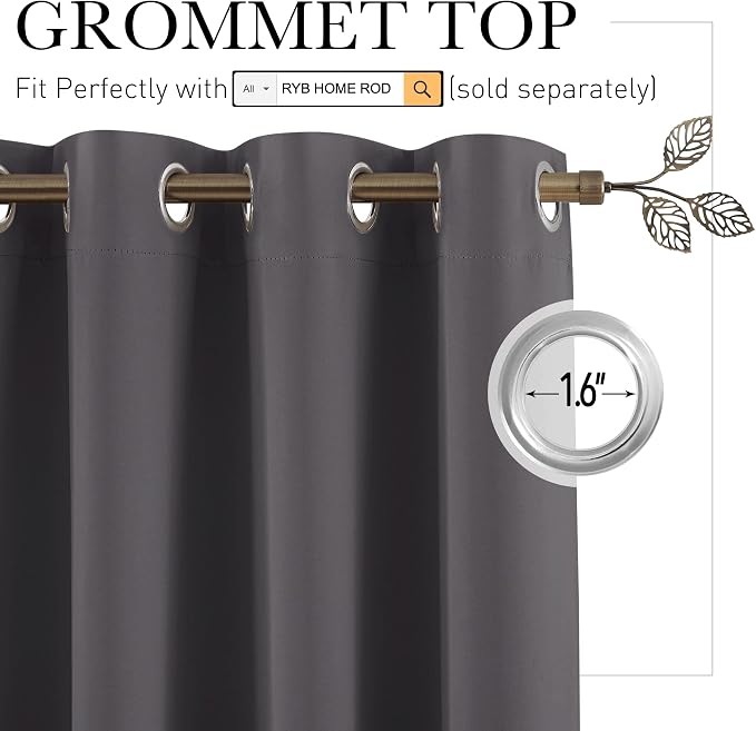 RYB HOME Blackout Room Divider Curtains Privacy Loft Screen Adjustable Ceiling - Image 2