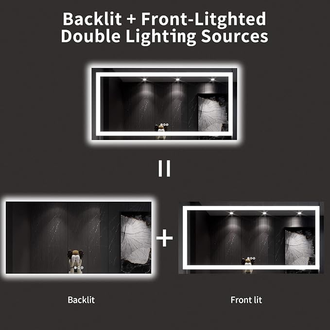 LOAAO 60X30 LED Bathroom Mirror - Image 6