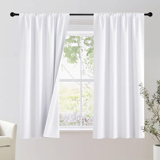 NICETOWN Bedroom 100% Blackout Curtains, 2 Panels, 34 by 40, Snow White by NICETOWN