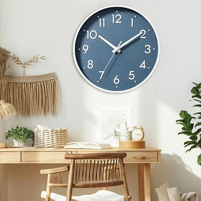 Mosewa Wall Clock 12 Inch, Battery Operated Silent Non-Ticking Modern Analog - Image 4