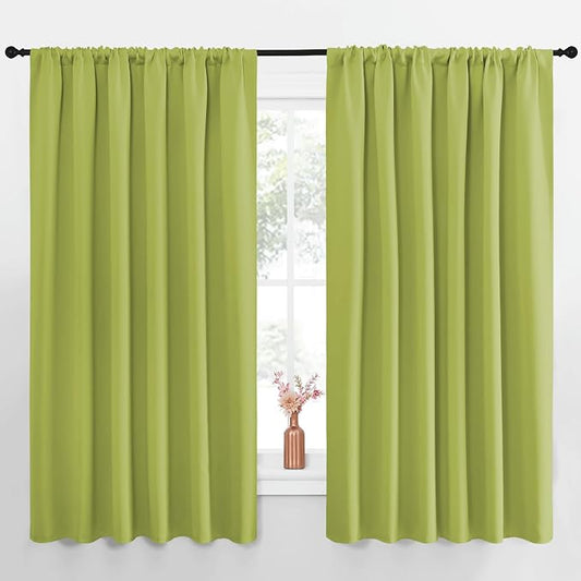 NICETOWN Blackout Curtains for Bedroom, Fresh Green, 1 Pair, 62 by 63-inch by NICETOWN