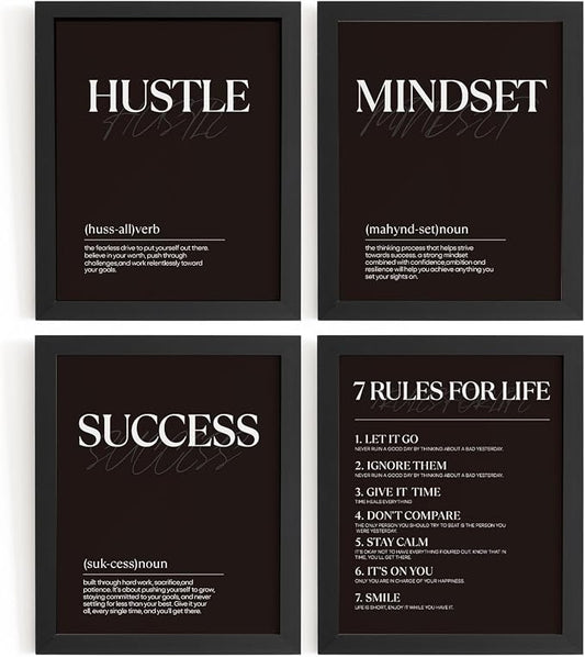 DSHFG Black Motivational Office Pictures Wall Decor Prints Set of 4, 8x10 by Unknown