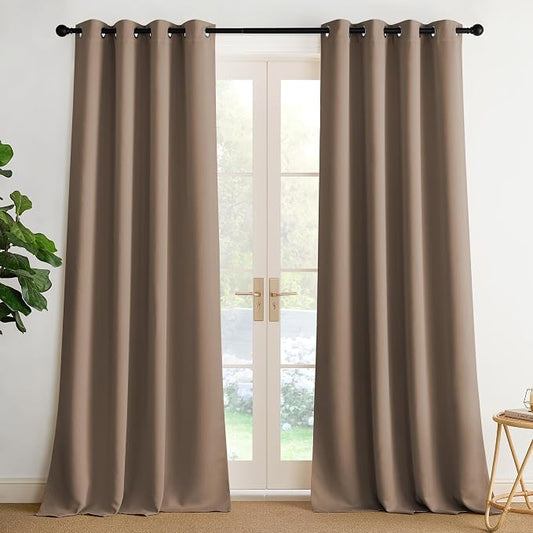 NICETOWN Room Darkening Draperies Curtains Panels, 2 Panels Cappuccino W52 x by NICETOWN