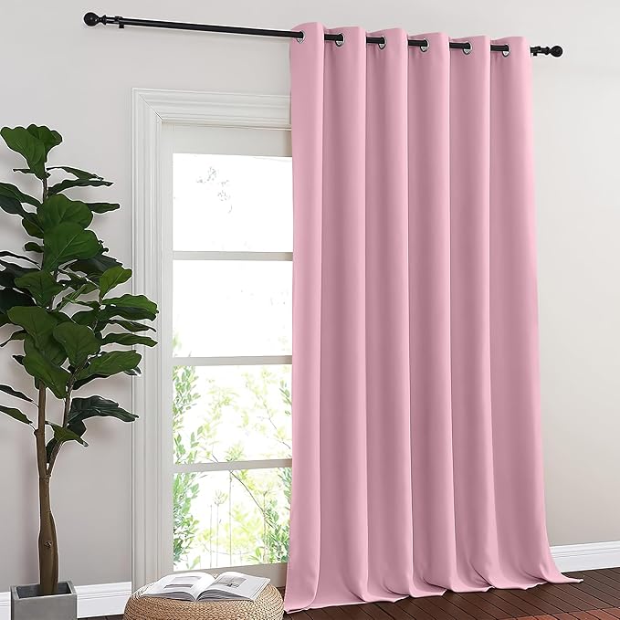 NICETOWN Blackout Curtains & Drapes - Privacy Thermal Efficiency Backdrop Curtains for Bedroom Room Divider Living Room Patio Sliding Glass Door, Wide 80 x Long 144 inch, Rouge Pink, 1 Panel