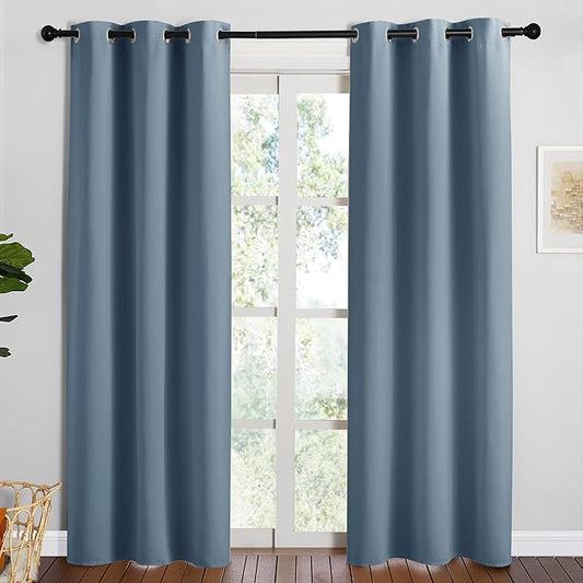 NICETOWN Smoky Blue Blackout Curtains 84 inches Length by NICETOWN