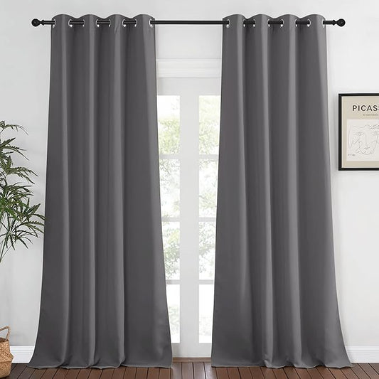 NICETOWN Grey Bedroom Blackout 90 inch Curtain by NICETOWN