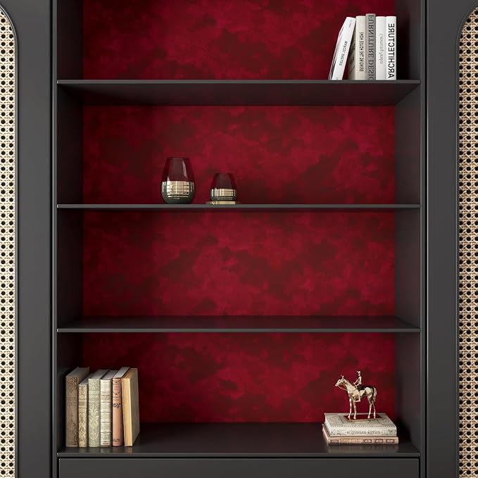 YENHOME 17.7"X393" Dark Red Wallpaper Stick and Peel, Vintage Velvet Wallpaper - Image 5
