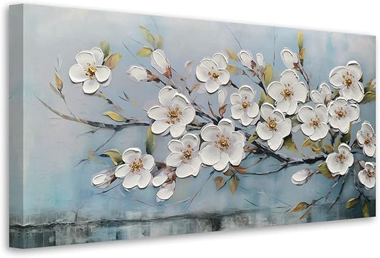 Anolyfi White Textured Flowers Wall Art by Anolyfi