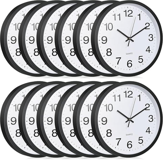 Inbagi 12 Pieces Silent Wall Clock Large 12 Inches Quartz Analog Clock Non by Inbagi