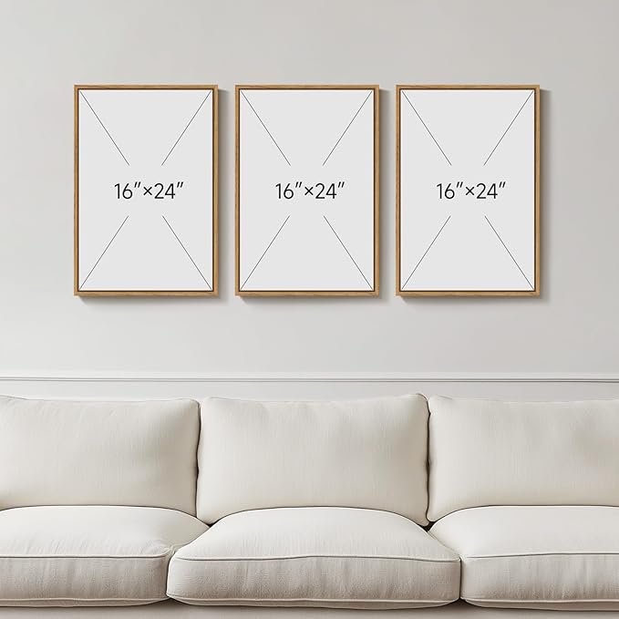 Framed Neutral Boho Abstract Wall Art Bedroom, 3 Piece Minimalist Tropical Sun - Image 3