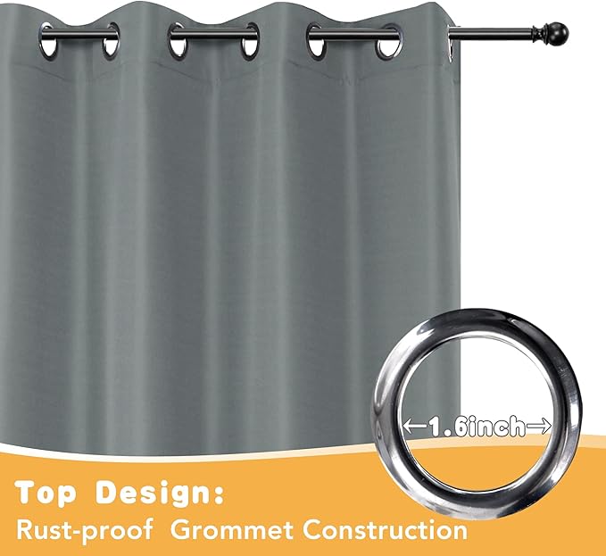 HolidayIdeas Outdoor Curtains for Patio Waterproof, 4 Panels - 54 x 120 Inch - Privacy Protection & Light Filtering Curtains Grey Grommet Outside Curtains for Porch, Gazebo, Pergola, Backyard