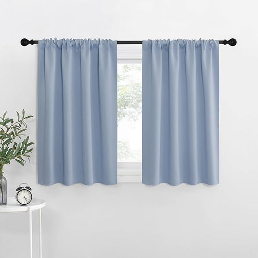 NICETOWN RV Blackout Curtains for Camper Windows, Vintage Blue, Kitchen Curtains by NICETOWN