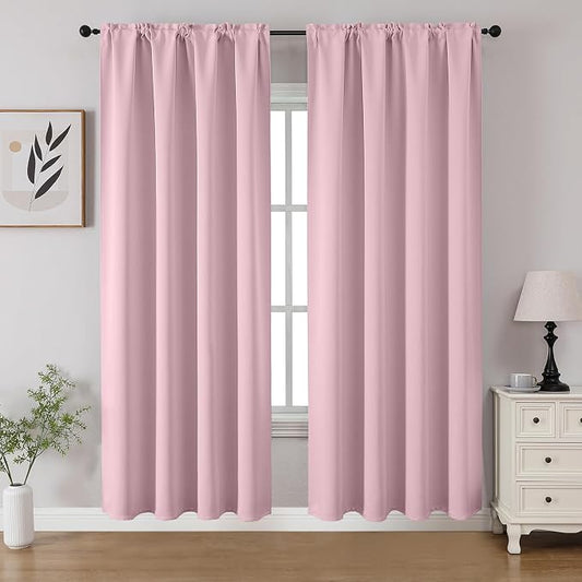 CUCRAF Light Pink Blackout Curtains 72 inch Length 2 Panels Set, Rod Pocket by CUCRAF