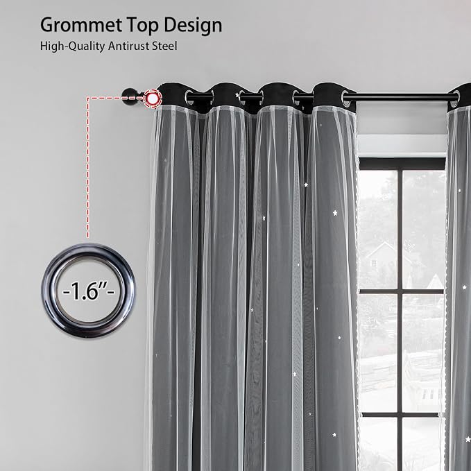 XiDi Curtains for Bedroom Windows, Unicorn Curtains for Kids Room - Image 4