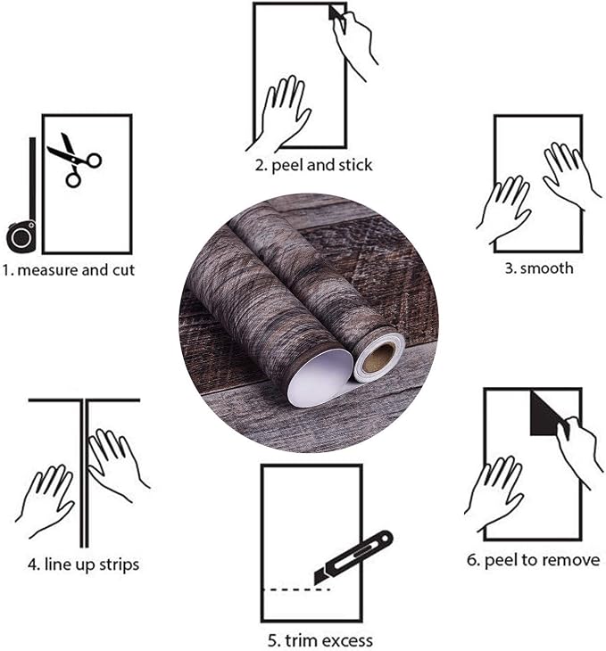 WENMER 17.71" x 472" Grey Wood Peel and Stick Wallpaper Shiplap Self Adhesive - Image 7