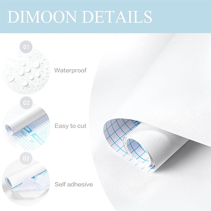 Dimoon 17.7''x393'' Peel and Stick Wallpaper White Contact Paper - Image 3