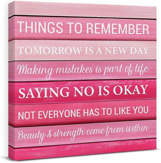 Inspirational Pink Wall Art Decor, Preppy Motivational Room Sign by VAHATAN