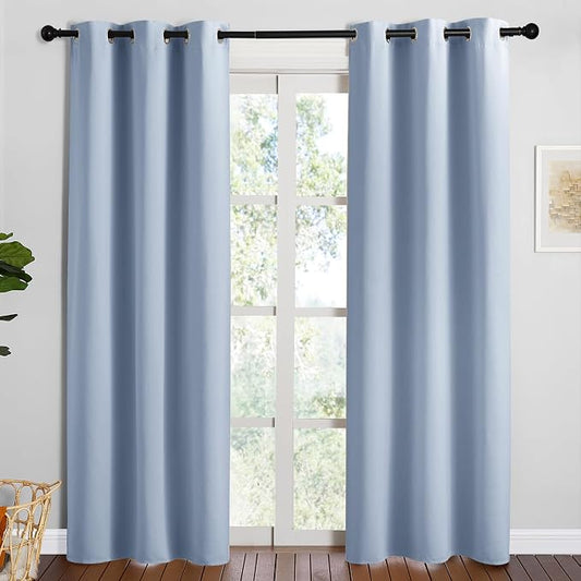 NICETOWN Vintage Blue Blackout Curtains 84 inches Length by NICETOWN