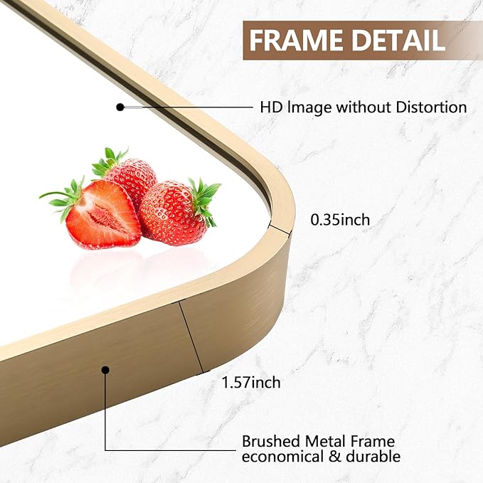 Gold Mirror, 30x36 Inch Framed Rectangle Mirror - Image 4