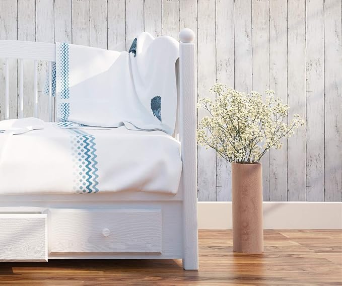CiCiwind 393"X17.7"Wood Peel and Stick Wallpaper White Wood Wallpaper Self - Image 3