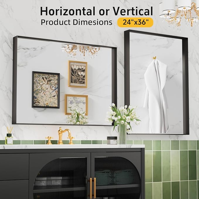 36"x 24" Black Bathroom Mirrors - Image 6