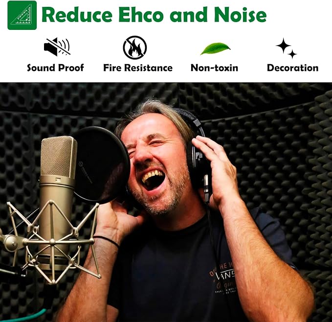 12 Pack 1.5"X12"X12" Acoustic Foam, Self Adhesive Sound Proof Egg Crate Foam - Image 3