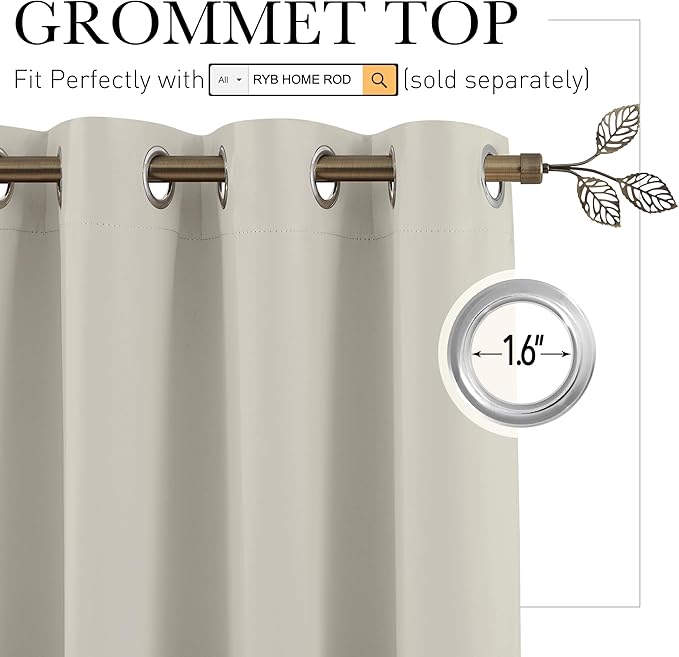 RYB HOME Room Divider Blackout Curtains, Portable Wind Proof Noise Reducing - Image 2