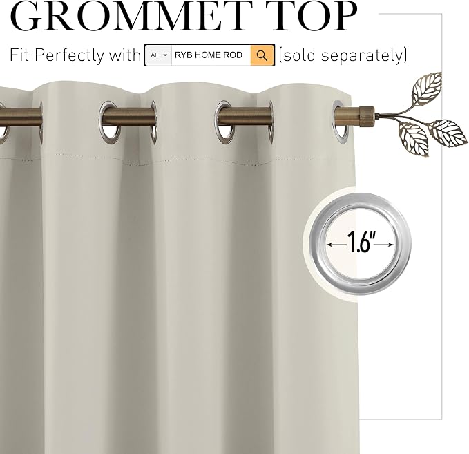 RYB HOME Temporary Doorway Curtains Blackout Privacy Room Divider Curtains - Image 3