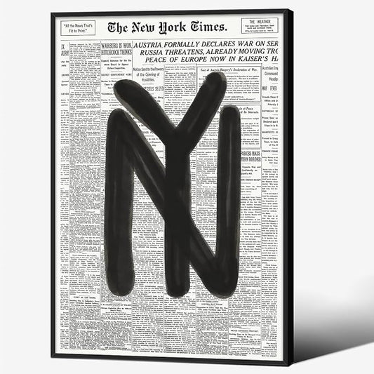 Black and White Newspaper Wall Art Vintage New York City Poster Trendy by Unknown