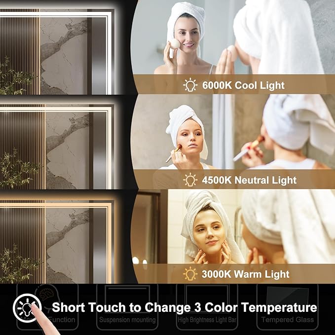 Ratsamee 60x36 Inch LED Bathroom Mirror - Image 3