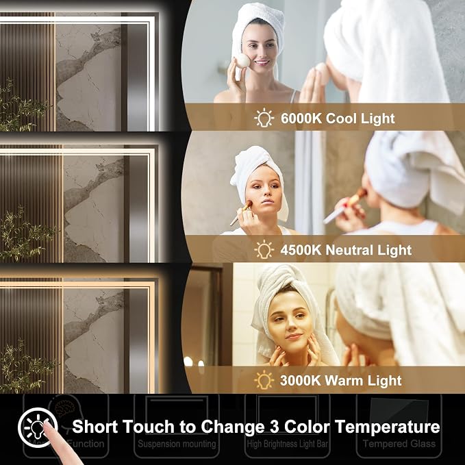 Ratsamee 28" x 36" Led Mirror for Bathroom - Image 4