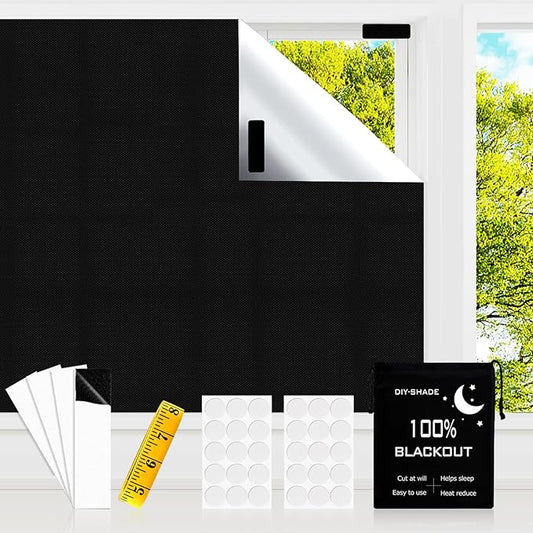 Blackout Blind，118x57 inches Portable Black Out Blinds Stick On Window by CyanCloud