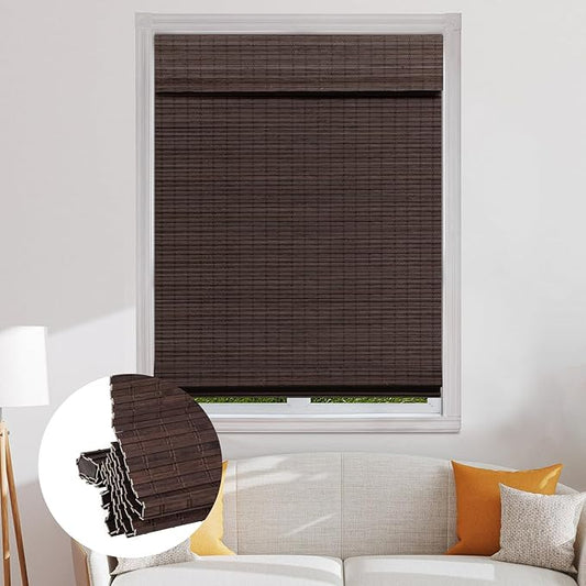 SEEYE Cordless Bamboo Roman Shades, Roll Up Blind Privacy Shade by SEEYE