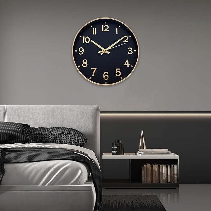 HZDHCLH Wall Clocks Battery Operated, Wall Clock Black Gold, 10 inch Wall Clock - Image 9