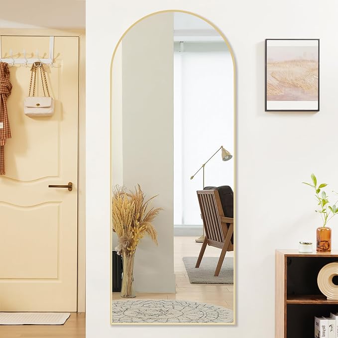 Sweetcrispy 64"x21" Arched Full Length Mirror, Leaning or Standing Full Body - Image 2
