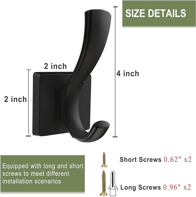 TOFIIGREM Black Towel Hooks Coat Hook, Towels Robe Holder - Image 7