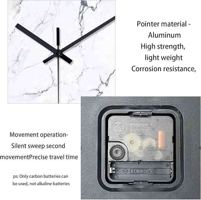 Extra Large Marble Decorative Wall Clocks Battery Operated 24 Inch Modern - Image 7