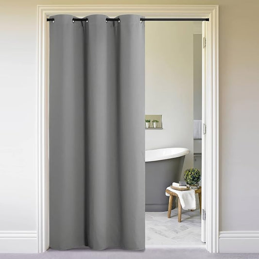 NICETOWN Silver Grey Doorway Curtain Privacy, Door Cover Curtain, Sound by NICETOWN