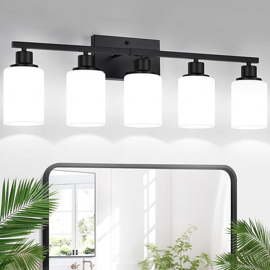 Indoi 5-Light Black Bathroom Vanity Light Fixture by Indoibrightenyourbathroom