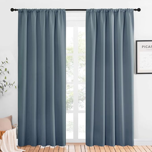 NICETOWN Window Curtains Blackout Drapes, Smoky Blue, 1 Pair, 52 by 84-Inch by NICETOWN