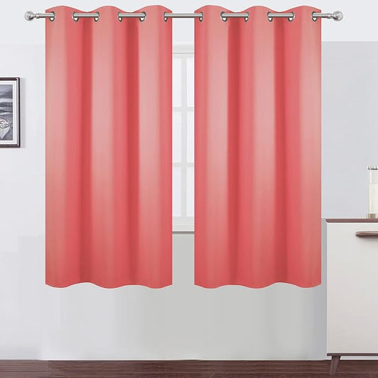 LEMOMO Coral Blackout Curtains 42 x 63 Inch Length/Set of 2 Curtain by Lemomo